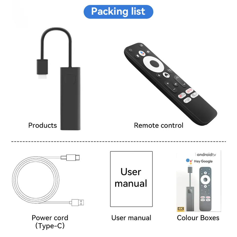 Spot Product Dcolor GD1 tv box Assez Mémoire Bras Quad 64Bit 4K Tv Stick google certifié Android tv stick